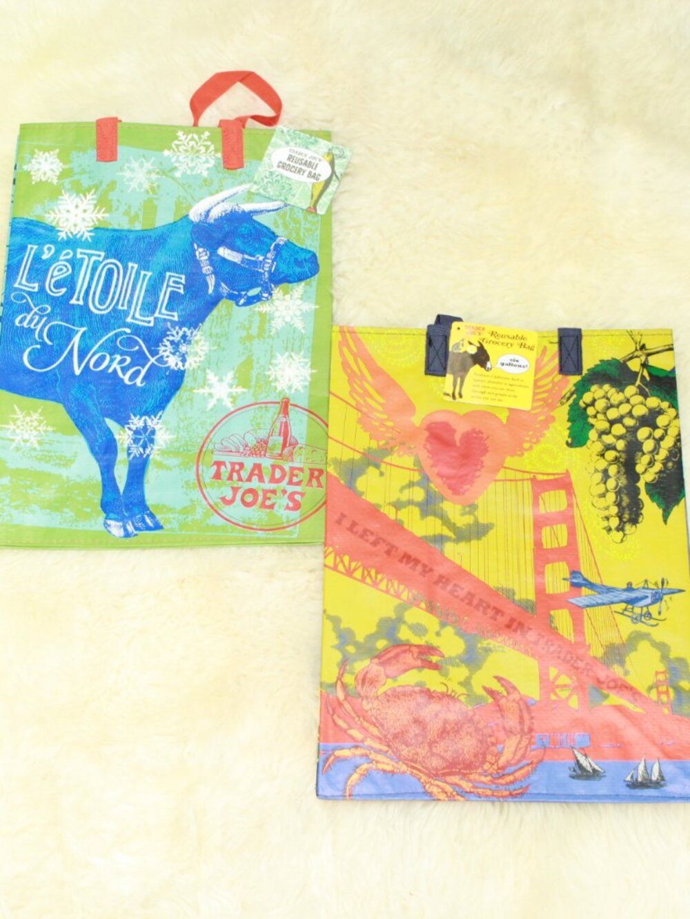 Trader Joe’s Set of 2 Reusable Tote Bags - Minnesota/Northern California- NWT
